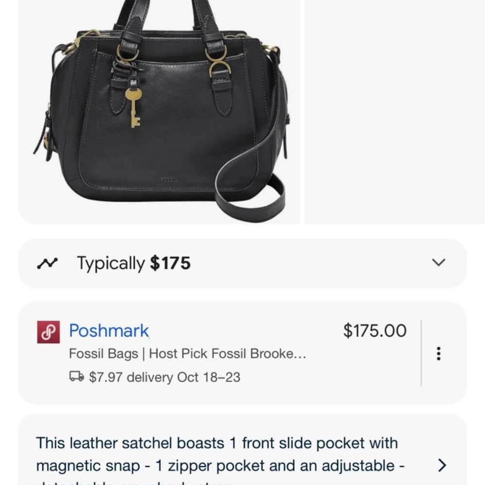 Fossil Leather Brooke Satchel Black - Picture 8 of 9